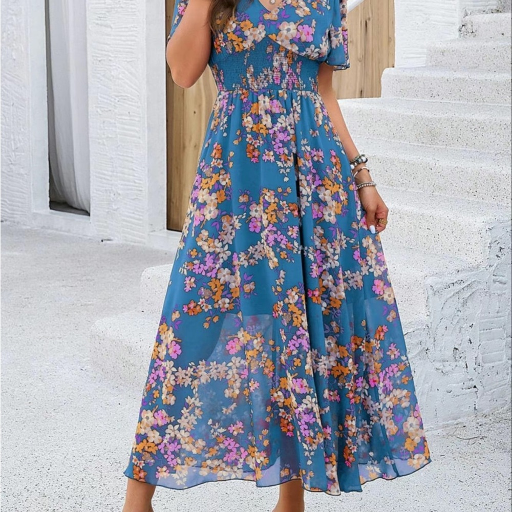 Floral Blue Maxi Dress
